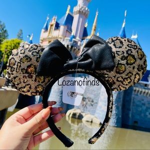 Disney parks sequin cheetah print Minnie ears
